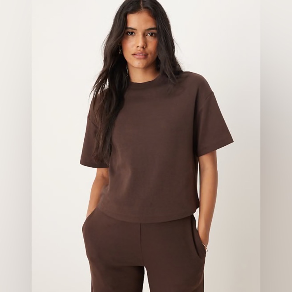 Nu-In Boxy Espresso Brown Cotton Tee size XL *NWT*